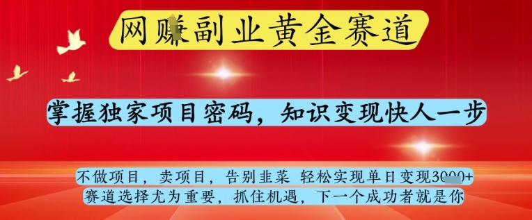 网创副业黄全赛道，掌握独家项目密码，知识变现快人一步，告别韭菜轻松实现单日变现1k+【揭秘】 - 爱分享爱分享-fenxiang爱分享