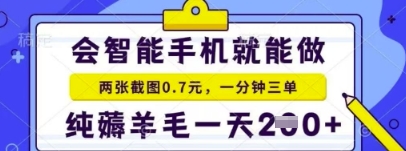 简单截图就能有收益，最适合小白做的副业，日入2张+轻轻松松爱分享-fenxiang爱分享
