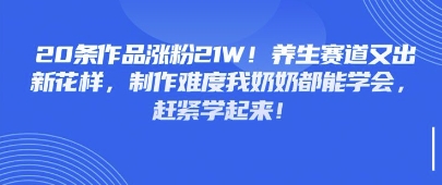 20条作品涨粉21W！养生赛道又出新花样，制作难度我奶奶都能学会，赶紧学起来爱分享-fenxiang爱分享