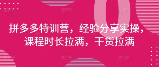 拼多多特训营，经验分享实操，课程时长拉满，干货拉满(更新25年4月) - 爱分享爱分享-fenxiang爱分享