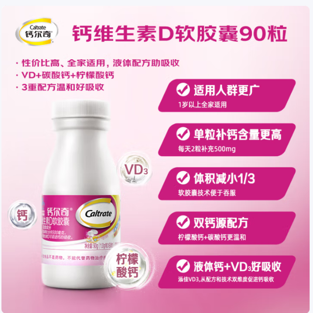 先领299-50补帖卷 钙尔奇 钙维生素D软胶囊 90粒*3瓶 实.付99亓 折33亓/瓶 - 线报酷 先领299-50补帖卷 钙尔奇 钙维生素D软胶囊 90粒*3瓶 实.付99亓 折33亓/瓶 - 线报酷