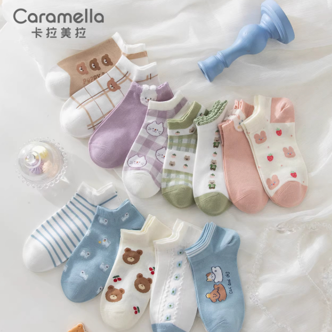 28.9 caramella 秋冬袜子共8双 到手8双 折合3.6/双 船袜/短袜都有爱分享-fenxiang爱分享