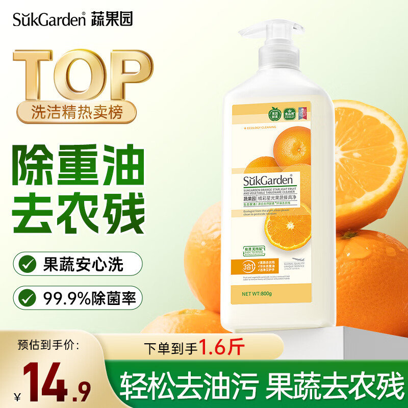 砸6券 1首单 拍下2.41 眇殺会场 蔬果园橘彩洗洁精800g 蔬果园橘彩洗洁精800g爱分享-fenxiang爱分享