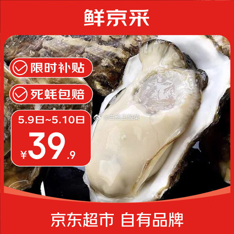 自营鲜京采 活鲜生蚝净重5斤 5XL 9-12只左右 plus到手39.5元 折7.9/斤爱分享-fenxiang爱分享